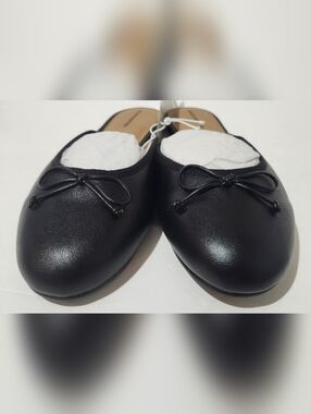 Amazon Essentials Black Women’s Ballerina Mule Slip-On Flats Size 10